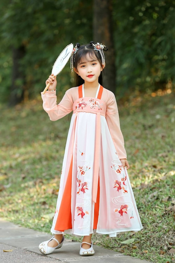 Kid's Chinese Hanfu Dress,tang Dress Long Suit, Girls Costume