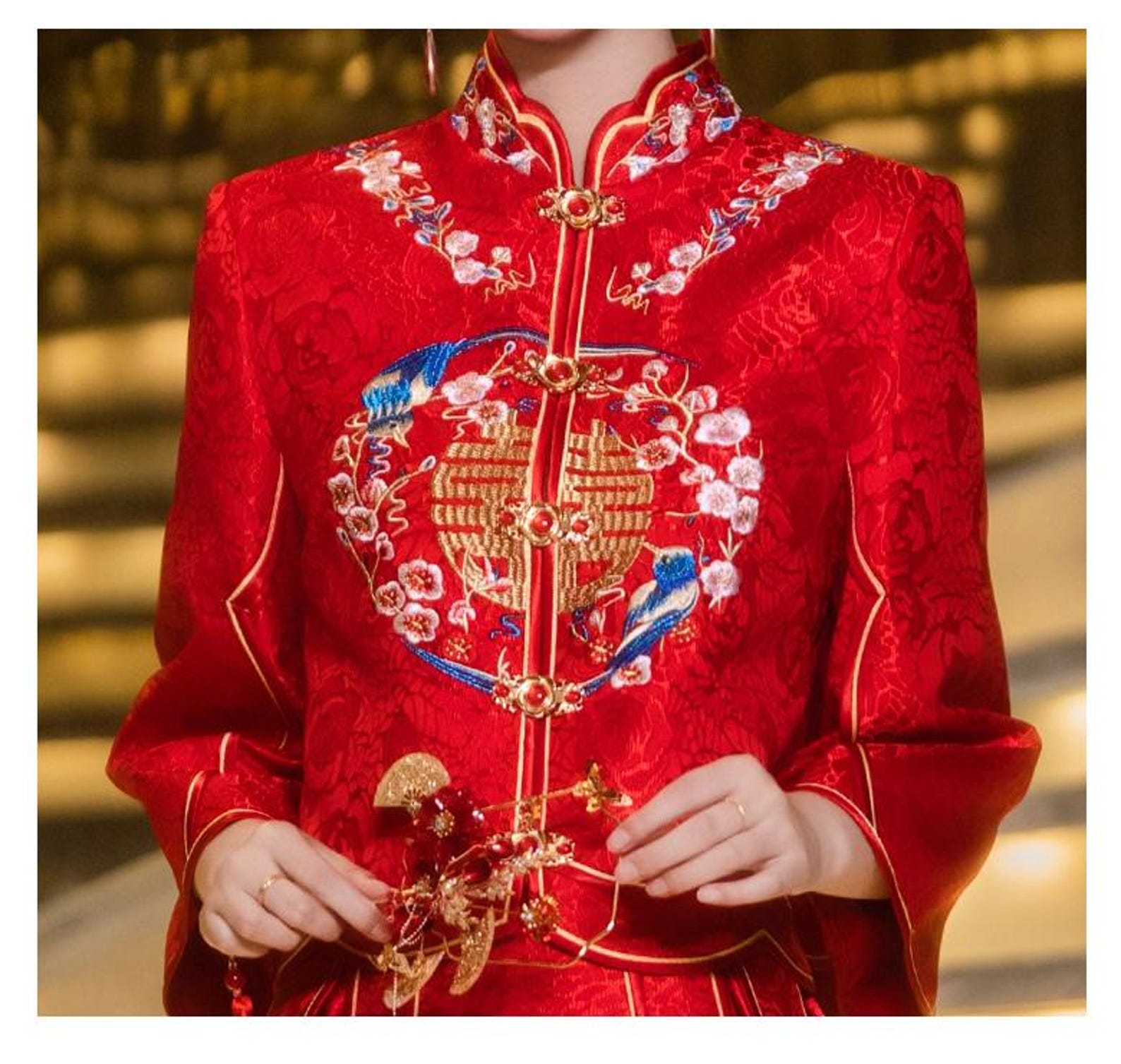 New Designtraditional Chinese Bridal Red Wedding Xiuhe Dress《凤鸣燕