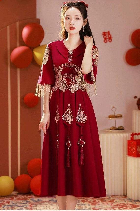 open lace back dress Strawberry Red Smocked Dress – Allie and Me Boutique main image 1