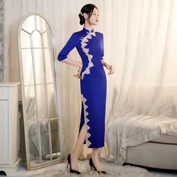 Royal blue best sale chinese dress