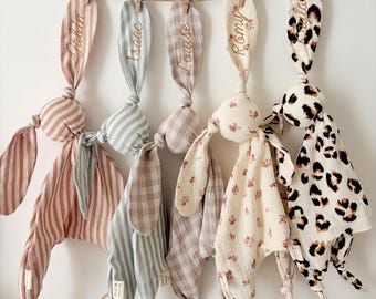 Kuscheldecke mit Hasenmotiv aus Baumwollgaze, Kuscheldecke für Neugeborene