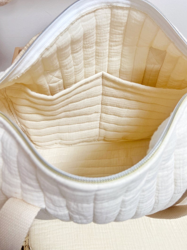 Ecru cotton gauze diaper bag image 4