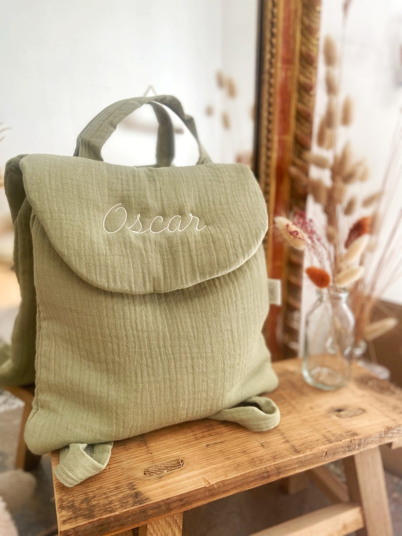 Sac à dos bébé en gaze de coton Vert amande