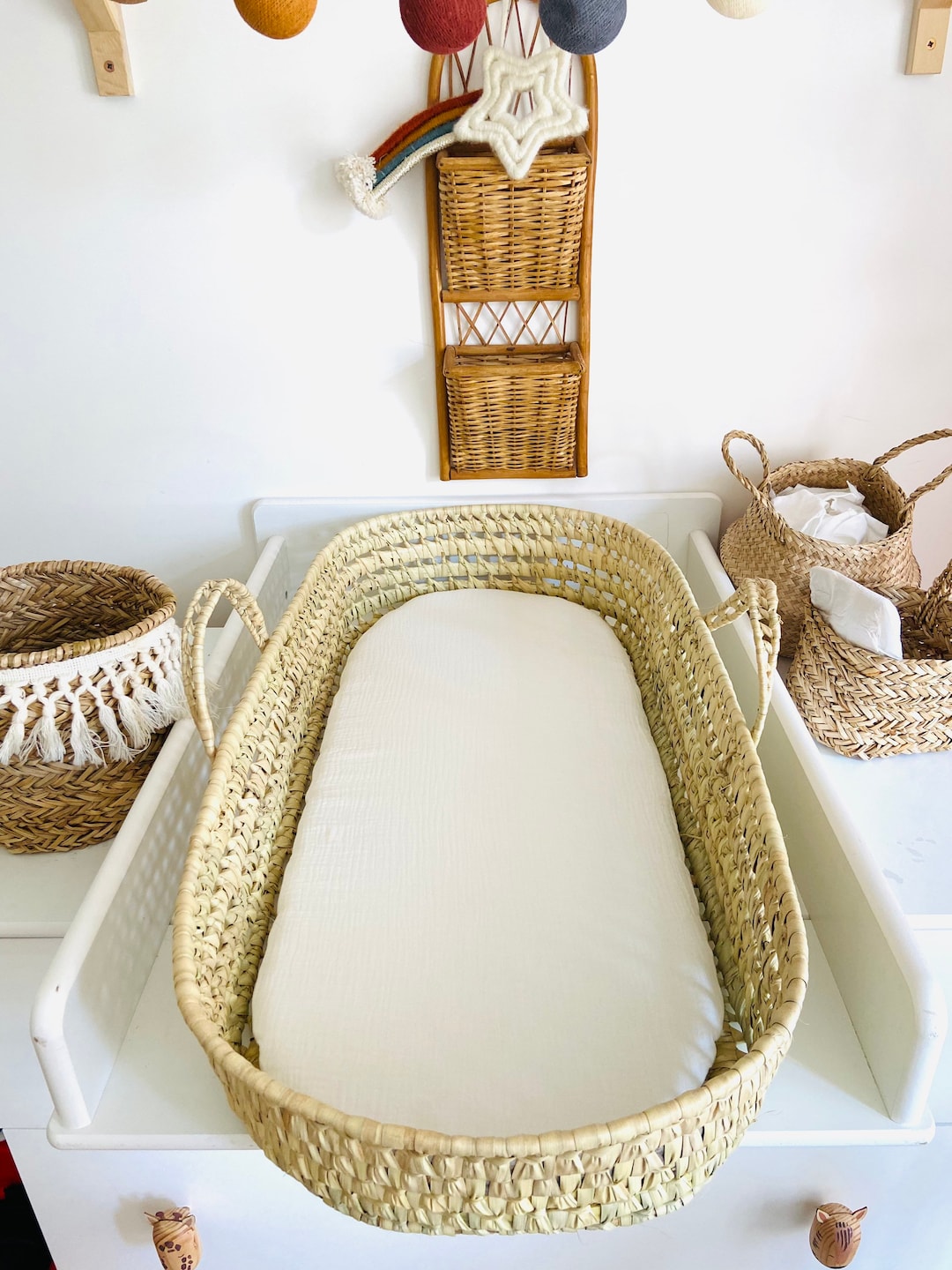Wicker Baby Changing Basket, Changing Table With Handles Etsy