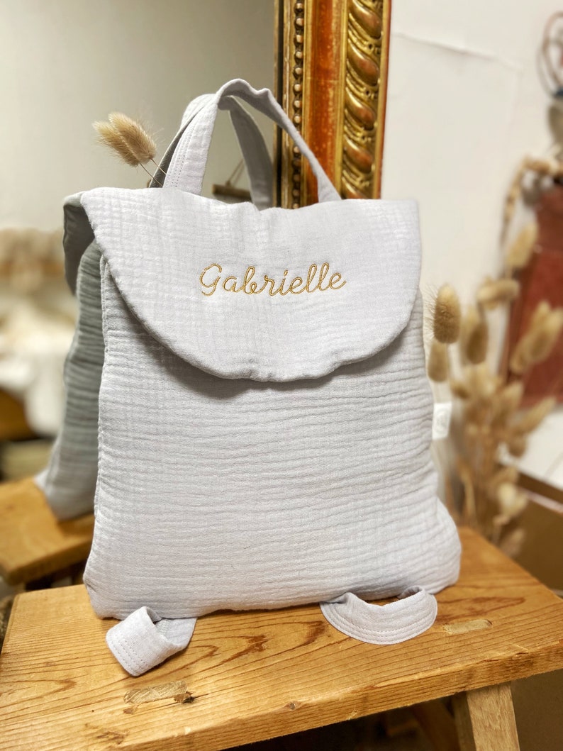 Sac à dos bébé en gaze de coton Gris perle