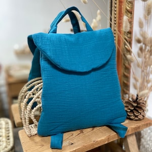 Sac à dos bébé en gaze de coton Bleu canard