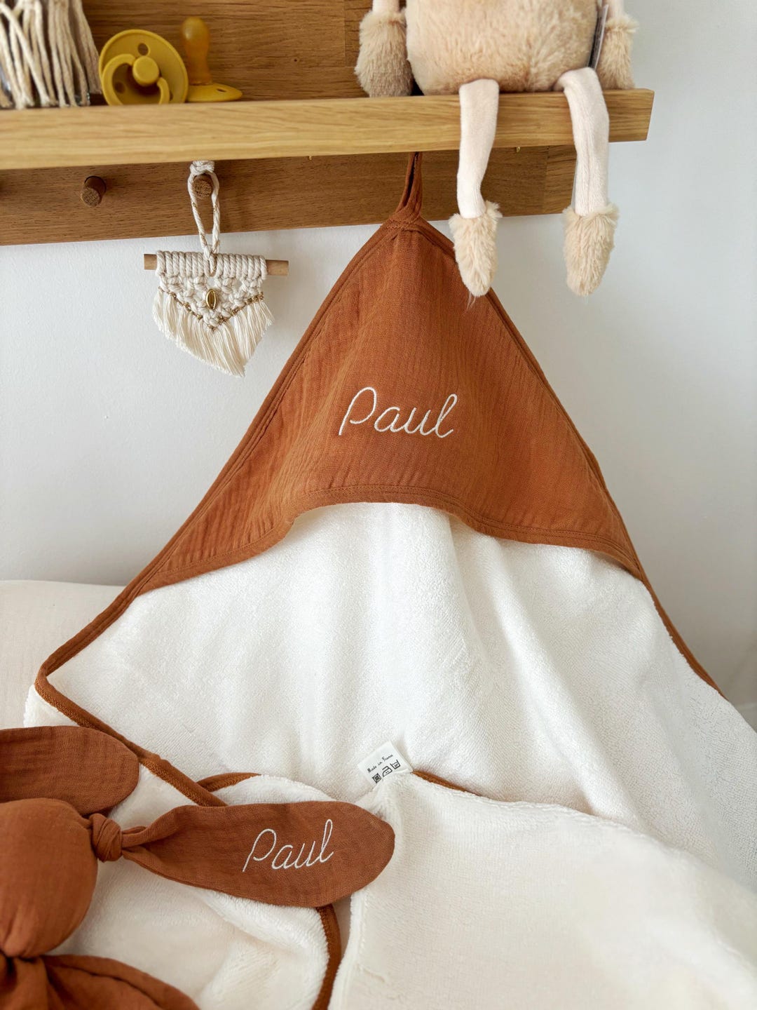 Cape De Bain Bébé Bambou + Gant - Mousse De Lait - 70x70 Cm - Ultra Douce Et Tendance