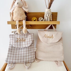 Customizable cotton gauze baby backpack with embroidery, perfect for nursery. image 16