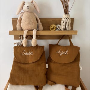 Customizable cotton gauze baby backpack with embroidery, perfect for nursery. image 14