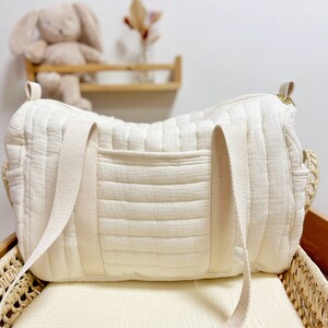 Ecru cotton gauze diaper bag image 1