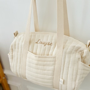 Ecru cotton gauze diaper bag image 2