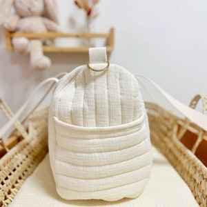 Ecru cotton gauze diaper bag image 3