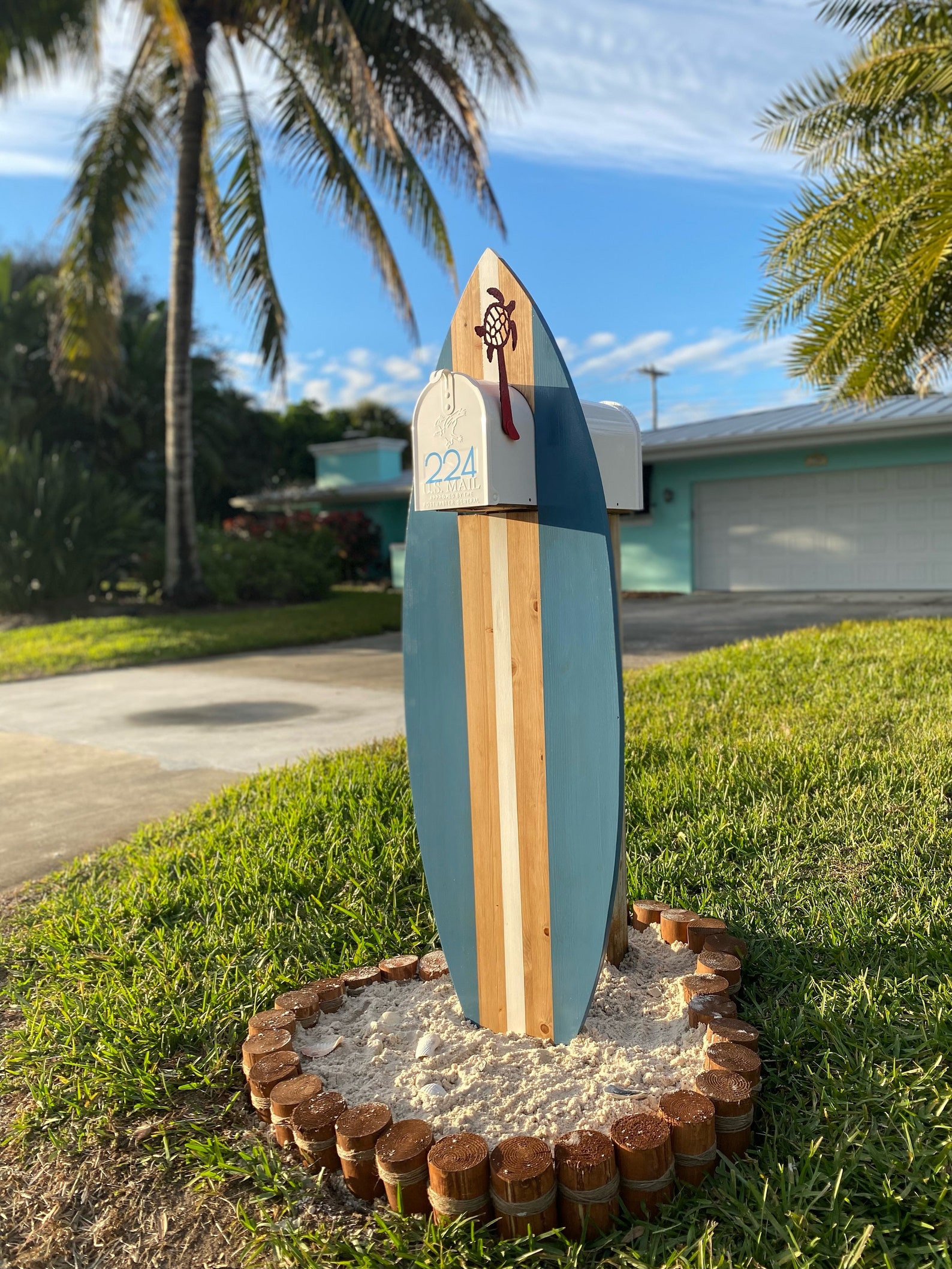 Surfboard Mailbox Holder Surfboard House Decor Coastal Etsy