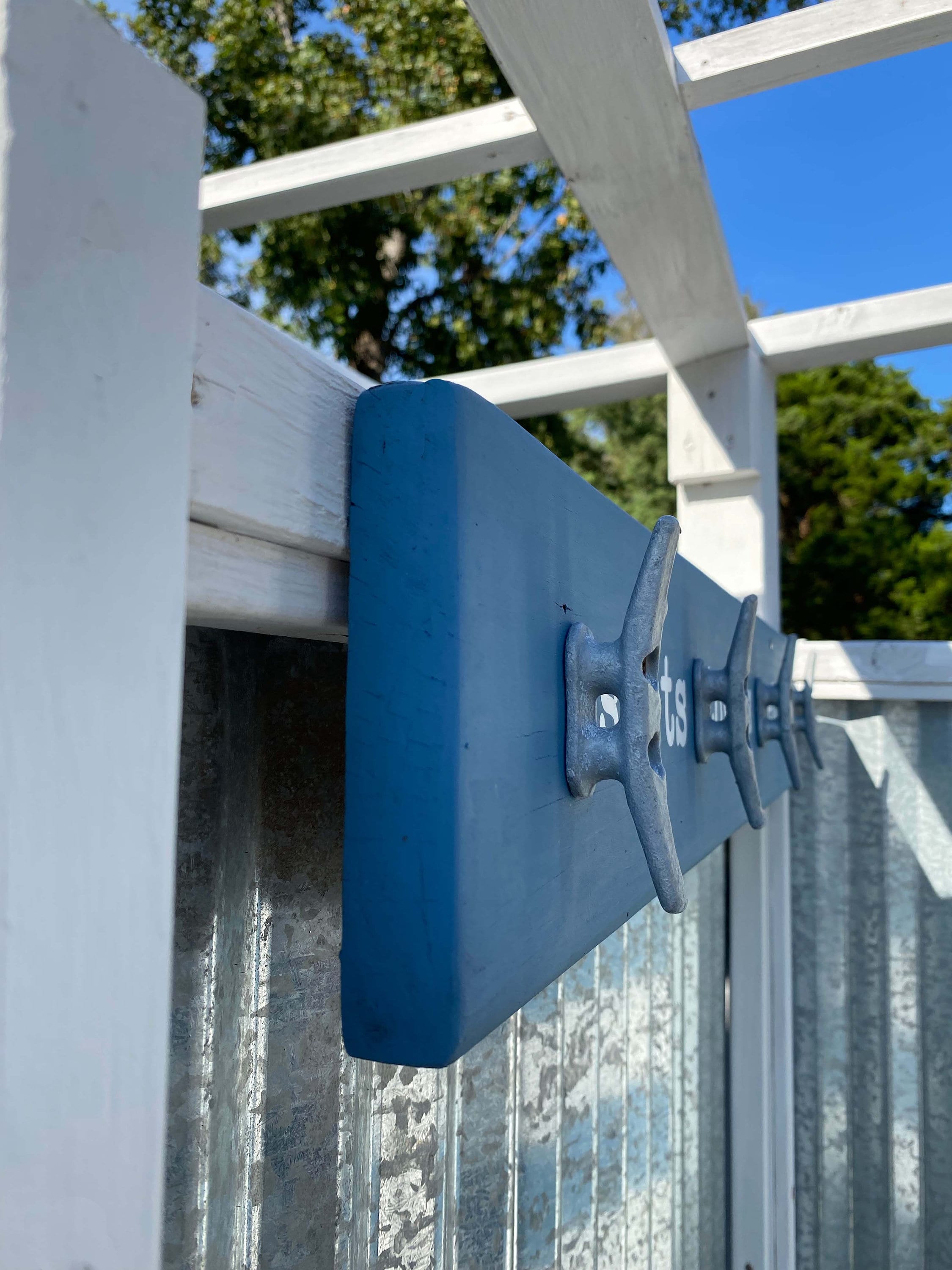 Beach Towel Rack: Coastal Outdoor Shower Sign With Cleat Hooks - Etsy