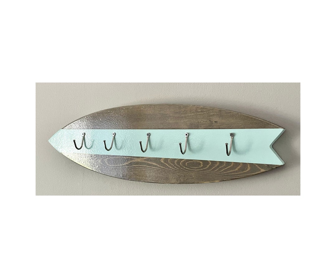 Surfboard Key Rack Coastal Wall Hooks Surf Key Holder Beach House