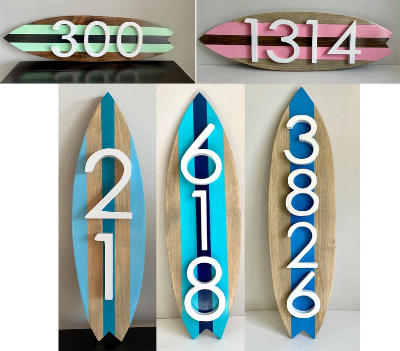 Surfboard Address Sign Beach House Address Sign Coastal Etsy