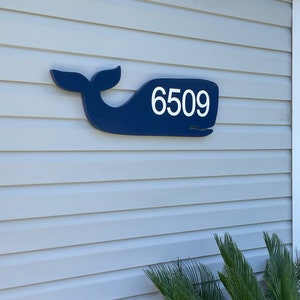 Wooden Engraved Whale Address Sign ~ Handcrafted House Number Plaque ~ Beach House Decor ~ Ocean Lover Address ~ Custom Home Address Sign