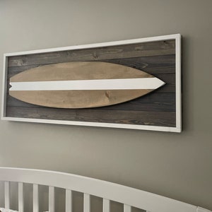 Surfboard Framed Wall Art ~ Customizable Wood Surfboard ~ Decorative Surfboard Coastal Decor ~ Beach House Decor ~ Shore House Art