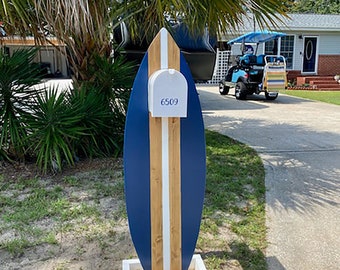 Surfboard Mailbox Holder ~ Surfboard House Decor ~ Coastal Beach Shore House Decoration