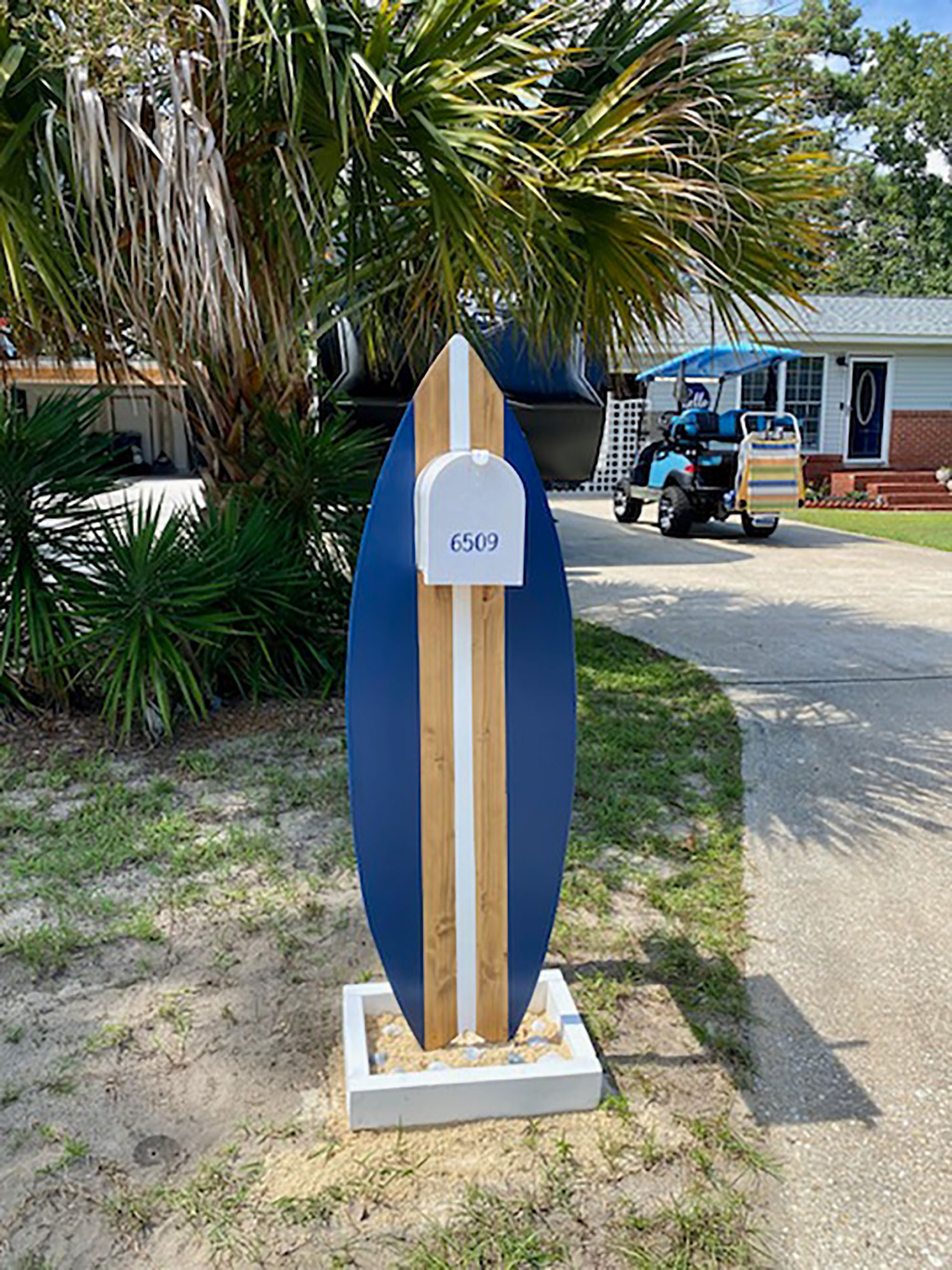 Surfboard Mailbox Holder ~ Surfboard House Decor ~ Coastal Beach