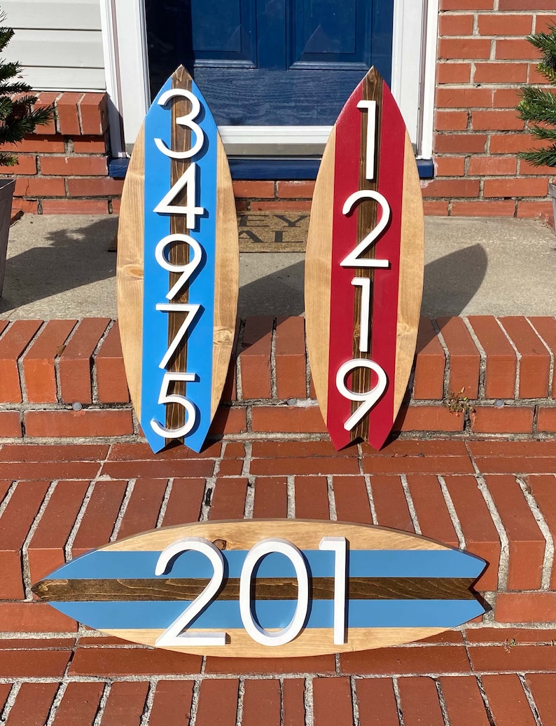 Surfboard Address Sign Beach House Address Sign Coastal Etsy
