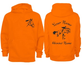 Personalised Show Jumping Horse Neon Hoodie N13
