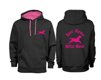 Personalised Contrast Cantering Horse Hoodie H3