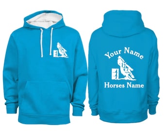 Personalised Contrast Barrel Racing Horse Hoodie H020