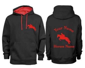 Personalised Contrast Jumping Horse Hoodie H18