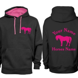 Personalised Contrast Shetland Pony Horse Hoodie H19