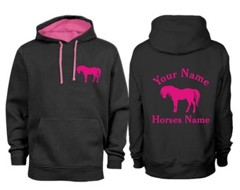 Personalised Contrast Shetland Pony Horse Hoodie H19