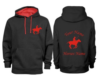 Personalised Contrast Polo Horse Hoodie H16