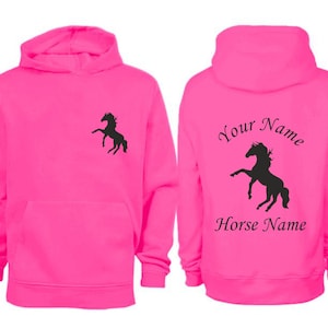 Personalised  Rearing Up Horse Neon Hoodie H12