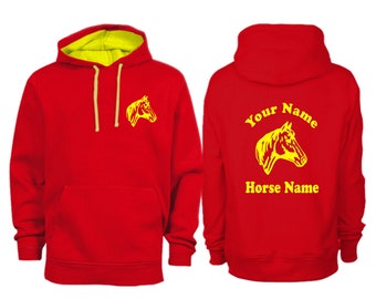 Personalised Contrast Horse Head Horse Hoodie H9
