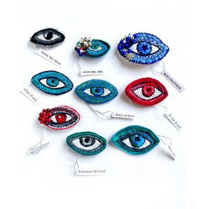 Embroidered eyes, ex-voto eye, embroidered eyes and beads image 3