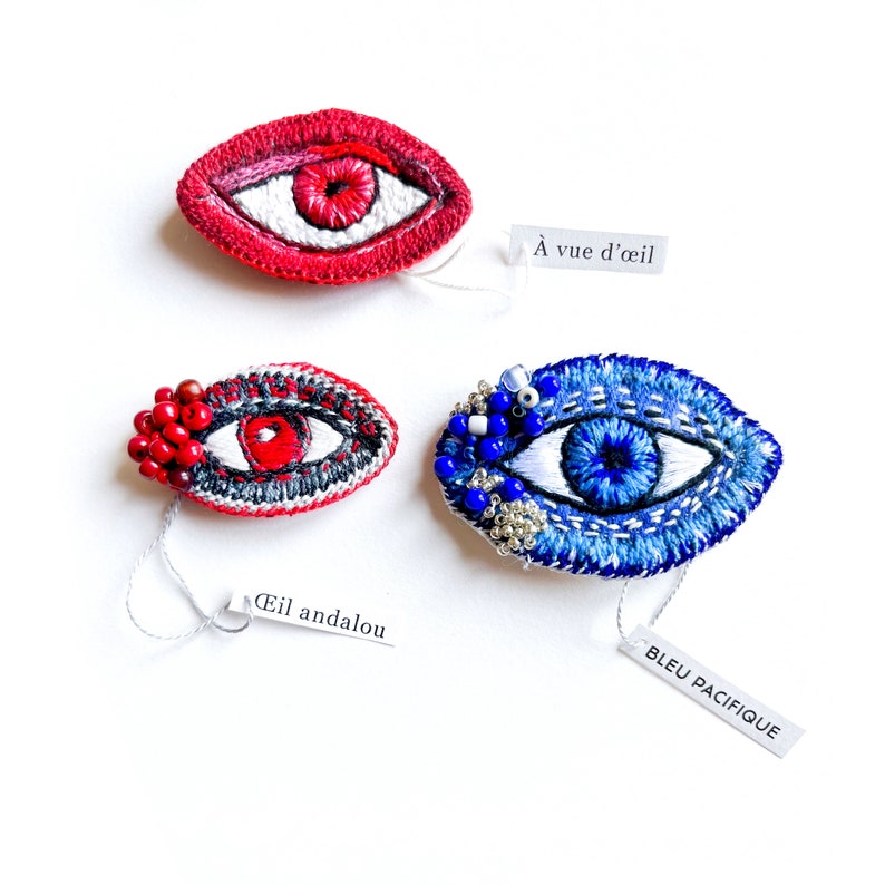 Embroidered eyes, ex-voto eye, embroidered eyes and beads image 4