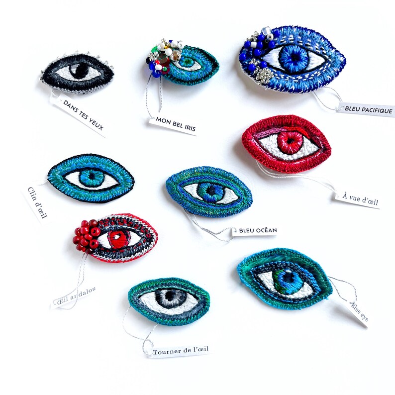 Embroidered eyes, ex-voto eye, embroidered eyes and beads image 2