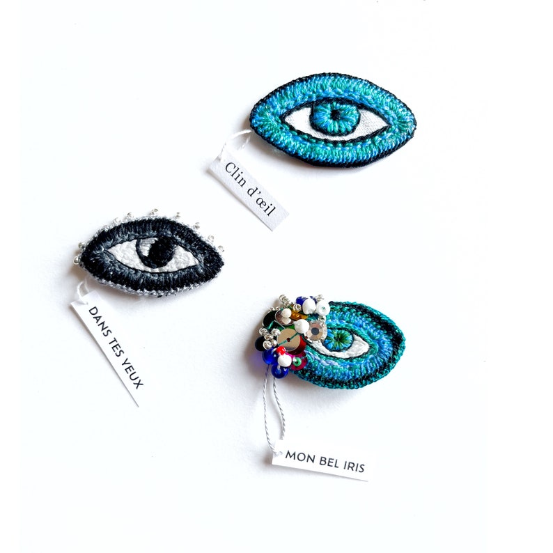 Embroidered eyes, ex-voto eye, embroidered eyes and beads image 6
