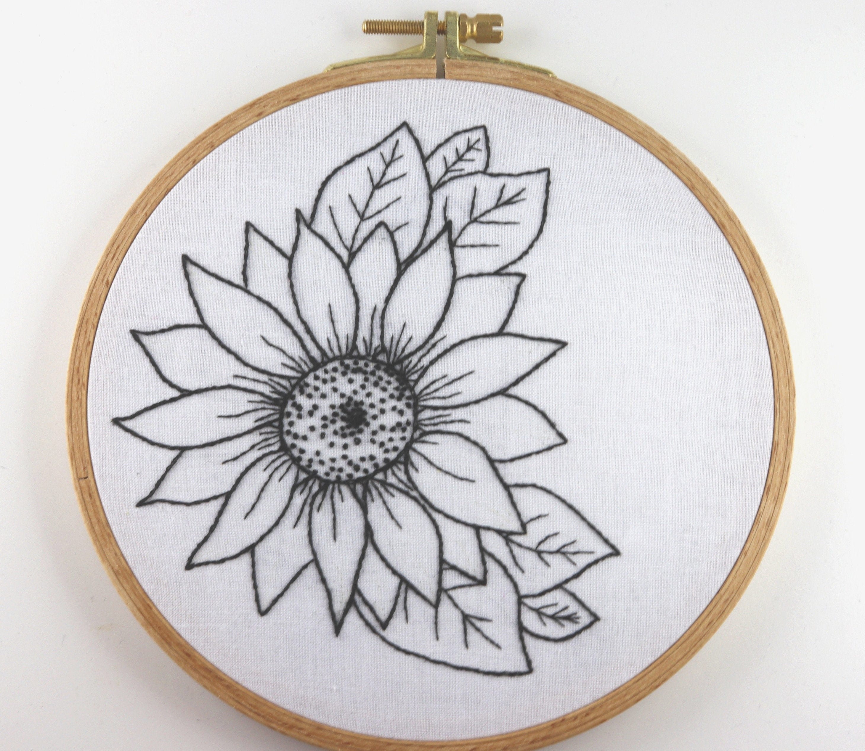 Printable Sunflower Embroidery Pattern Download yellow sunflower