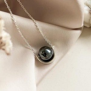 Hämatit Halskette Sterling Silber Fidget Halskette für Frauen, Schwarze Edelstein Kette Halskette, Empath Schutz Halskette, Schmuck Geschenk für sie