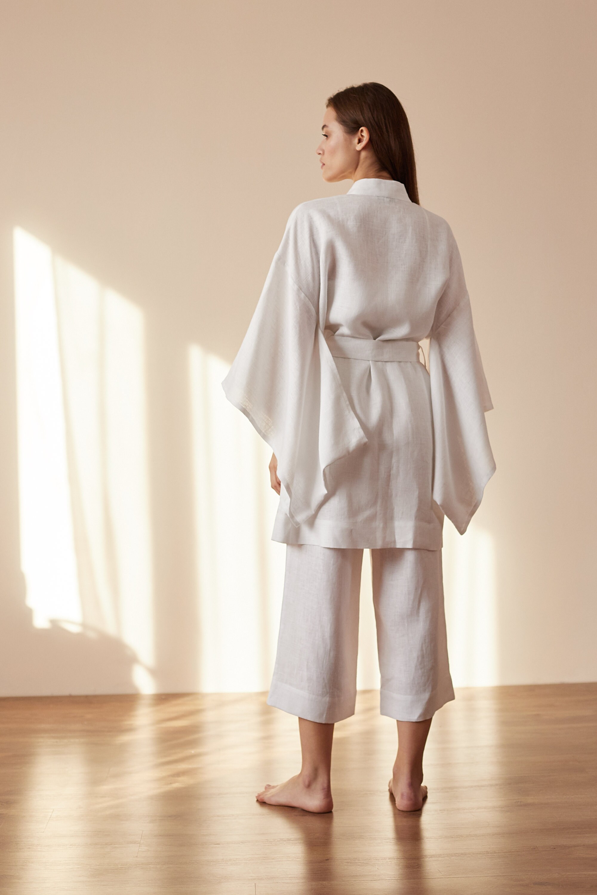 White linen jacket Kimono tunic Kimono cover up Natural Etsy