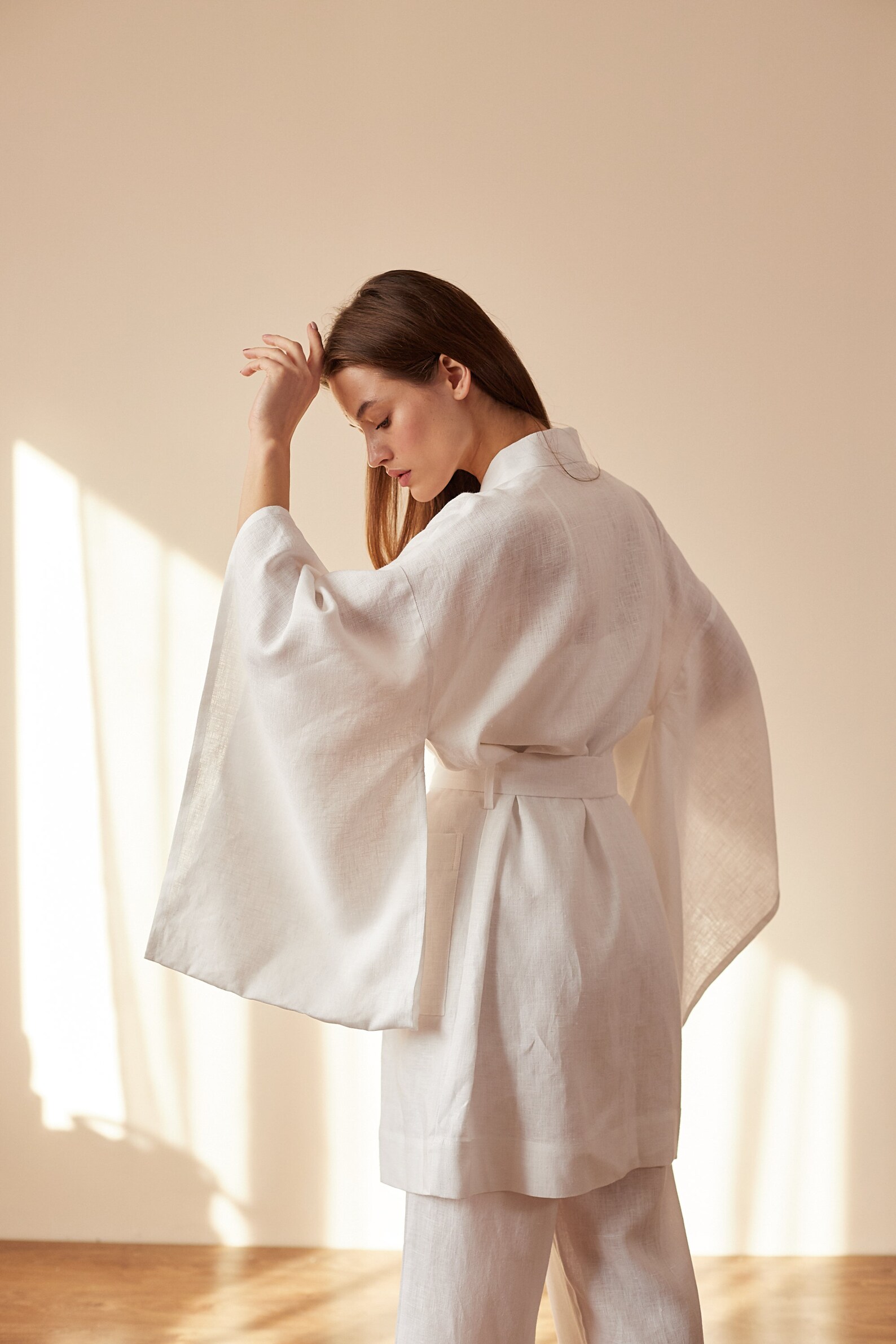 White Linen Kimono Linen Kimono Jacket Womens Kimono Jacket Etsy