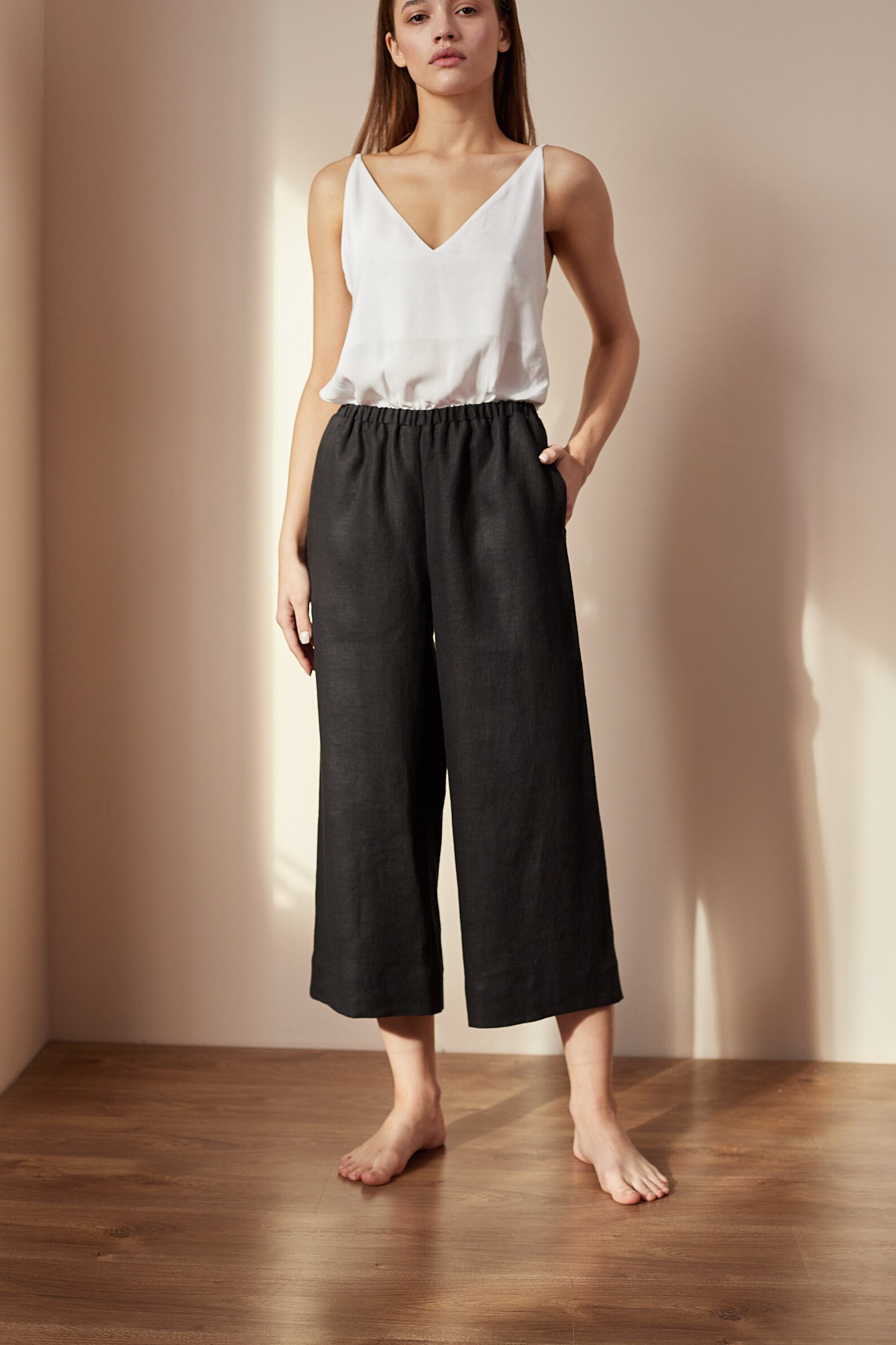 Black linen trousers Summer pants Women linen trousers Etsy