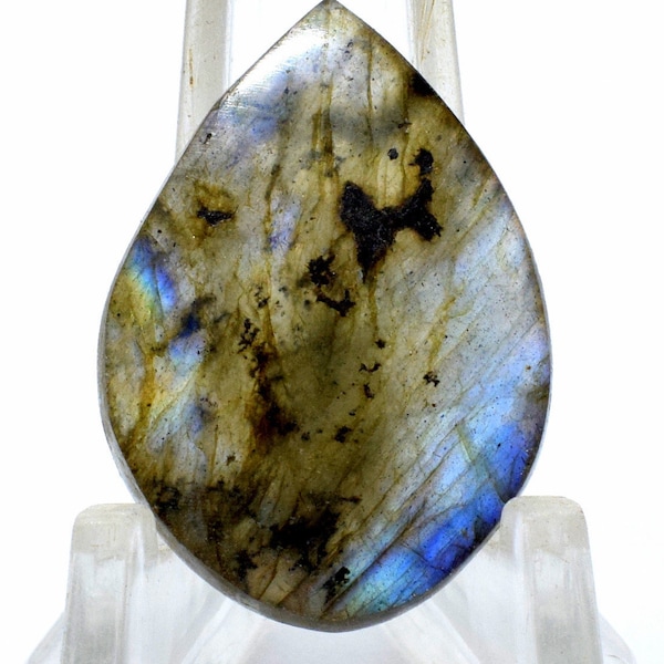 Dazzling Blue Golden Flash Labradorite Spectrolite Cabochon Polished 28mm 23.5ct Natural Sparkling Feldspar Gemstone Crystal Mineral Cab