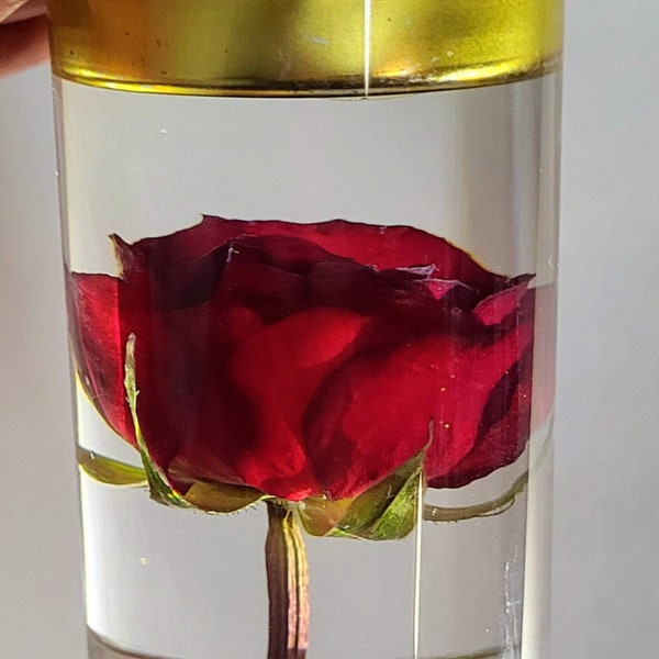 Real Red Rose June Birth Month Flower in Clear Lucite Resin Tealight Candle Favor Holder 81mm Anniversary Wedding Valentine Day Decoration