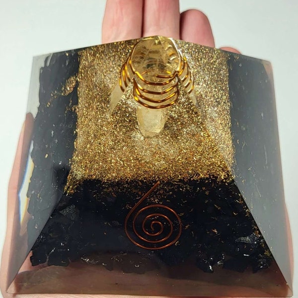 Shungite Orgone Orgonite Pyramid Huge 98mm Positive Energy Reiki Charged Generator Metaphysical Healing Meditation Gemstone Crystal Mineral