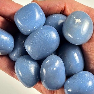 3PCs Blue Angelite Angel Angelic Stone Pebbles Polished Natural Anhydrite Gemstone Crystal Mineral Tumble Stone Specimens Cabs