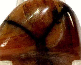 Chiastolite Cross Stone Polished Small 23mm 55ct Natural Cabochon Gemstone Andalusite with Graphite Crystal Mineral Tumbled Specimen