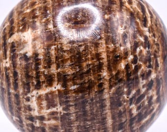 Banded Brown Aragonite Carved Sphere Polished 42mm 105g Natural Layered Collectible Gemstone Crystal Mineral Décor Specimen Ball