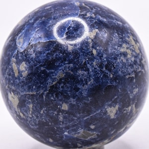Deep Blue Sodalite w/ Calcite & Feldspar Inclusions Carved Sphere Polished 49mm 175g Collectible Natural Gemstone Crystal Mineral Décor Ball